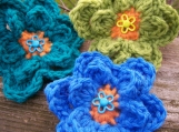 Trio of Crocheted Button Flowers