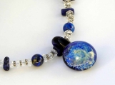 Lapis, Quartz, Lampwork and Sterling Silver "Universe" Necklace