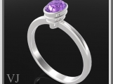 Classic Oval Purple Amethyst Sterling Silver Engagement Ring