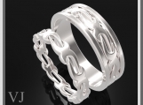 Gorgeous His And Hers Sterling Silver Matching Wedding Bands Set