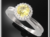 Yellow Citrine Silver Engagement Ring & Little Silver Balls