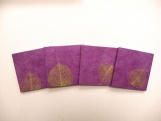 Purple Gold Bodhi Lokta Natural Fibre Paper Coaster Set (4 coasters)