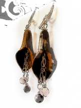 Brown Tiger Eye Trumpet Earrings